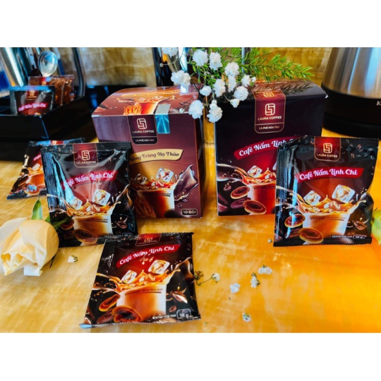 Cà phê nấm Linh chi Laura Coffee Hộp 10 gói