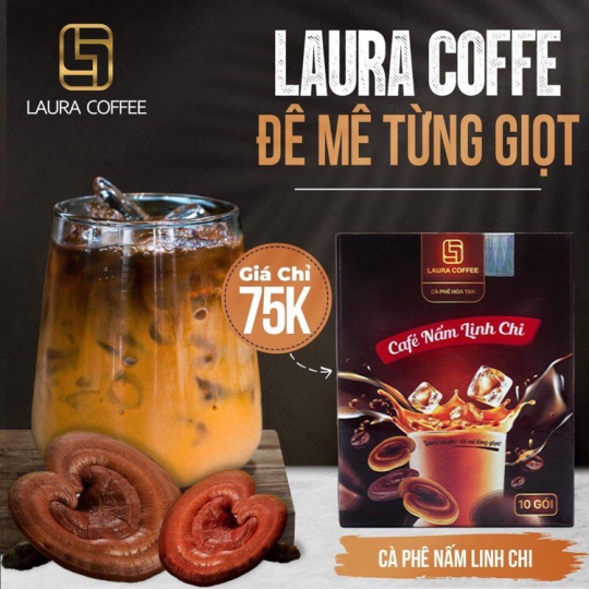 Cà phê nấm Linh chi Laura Coffee Hộp 10 gói